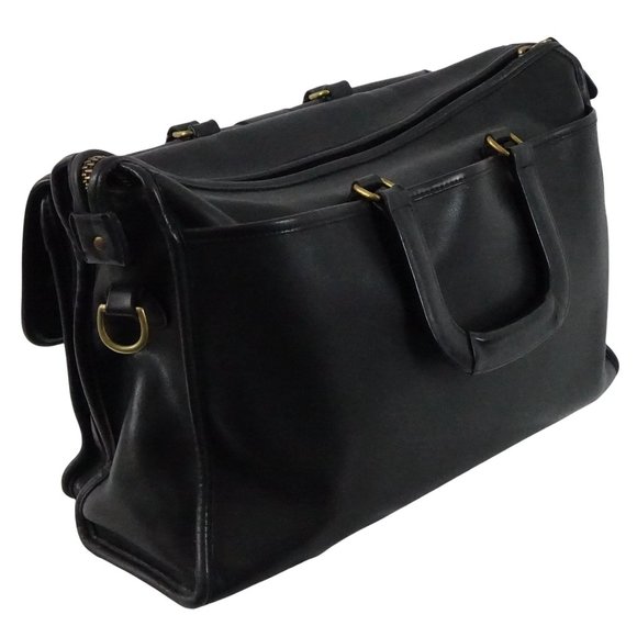 Vintage Coach Bag, Harrison Briefcase, Black Leather Messenger, Laptop Bag - Picture 4 of 10